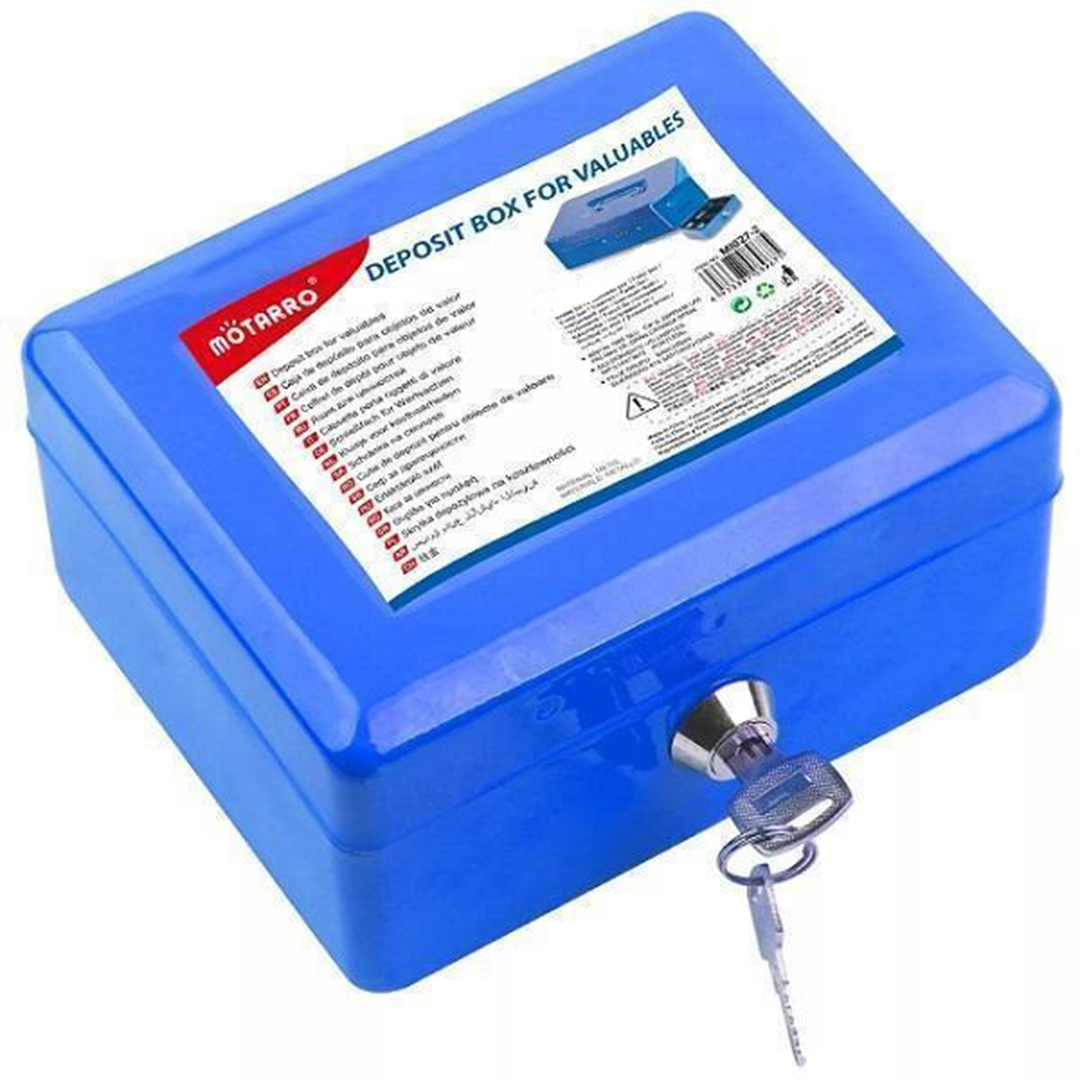 Μεταλλικό κουτί ταμείου με κλειδί 25x20x8.5εκ MOTARRO MI027-4 μπλε