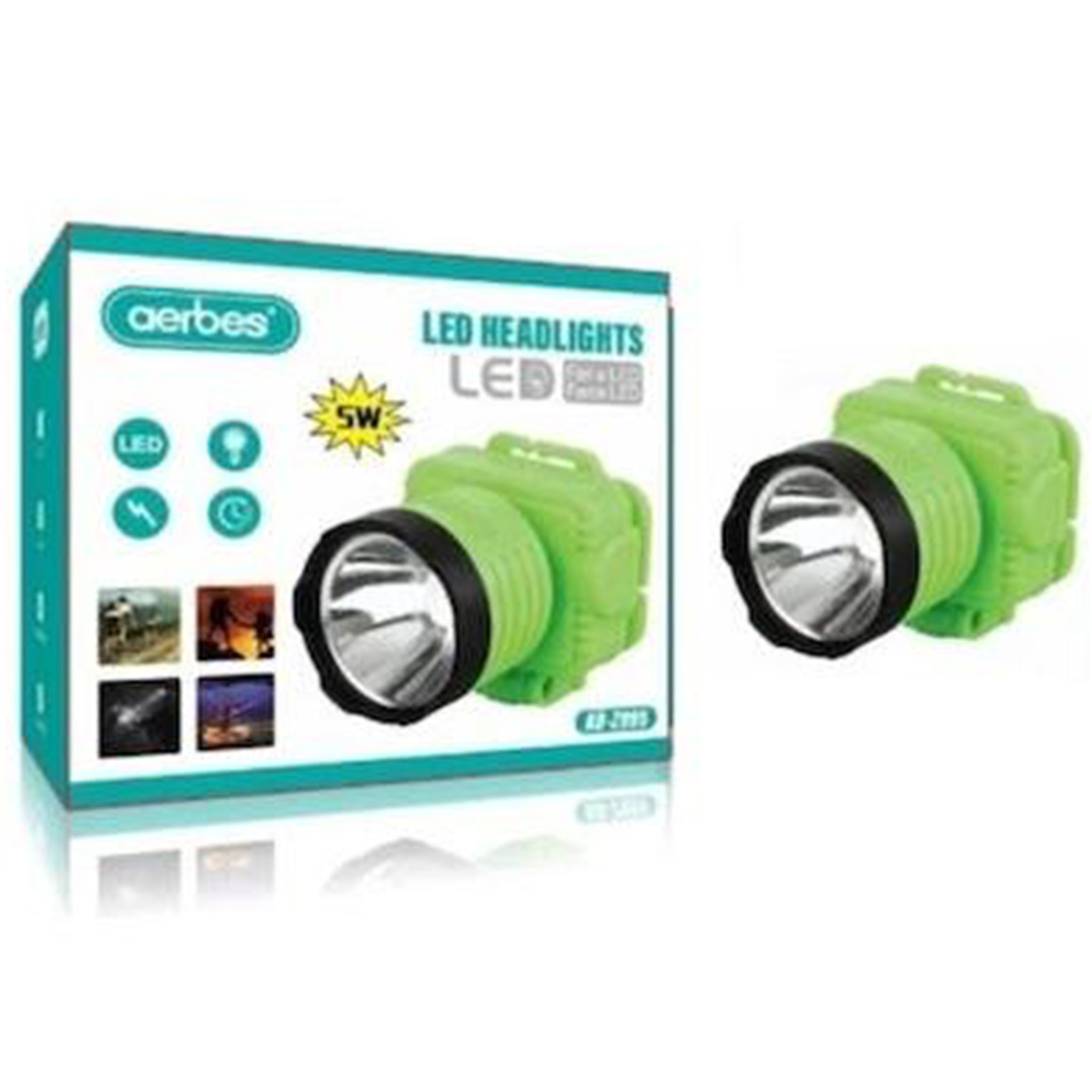 Επαναφορτιζόμενος φακός κεφαλής LED aerbes AB-Z995 σε πράσινο χρώμα