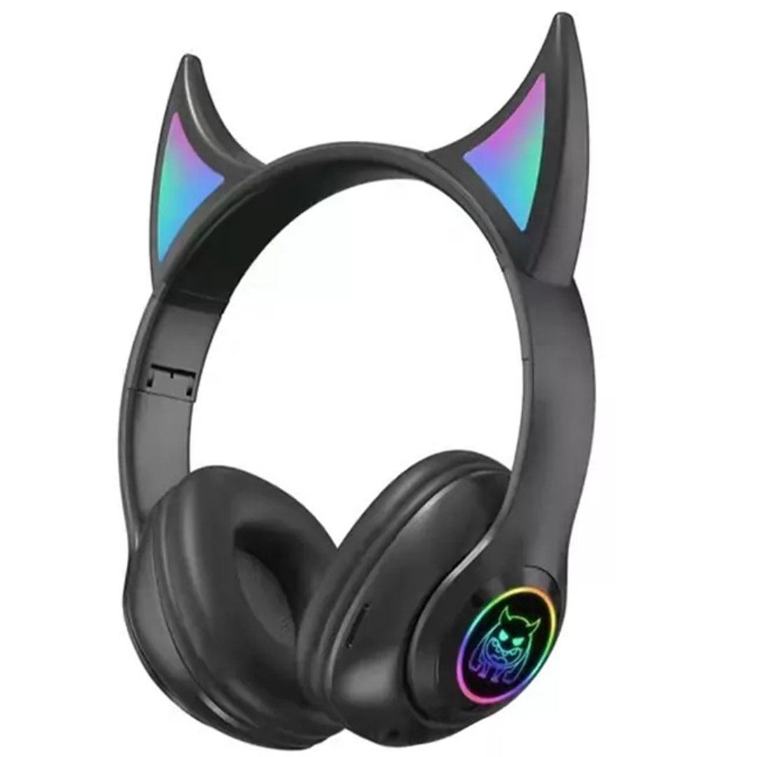 Demon cat ασύρματα/ενσύρματα over ear ακουστικά aerbes AB-D470 σε μαύρο χρώμα