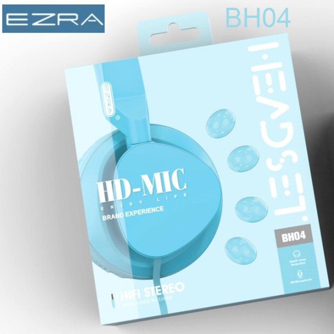 Ενσύρματα ακουστικά κεφαλής 3,5mm EZRA BH04 γαλάζιο