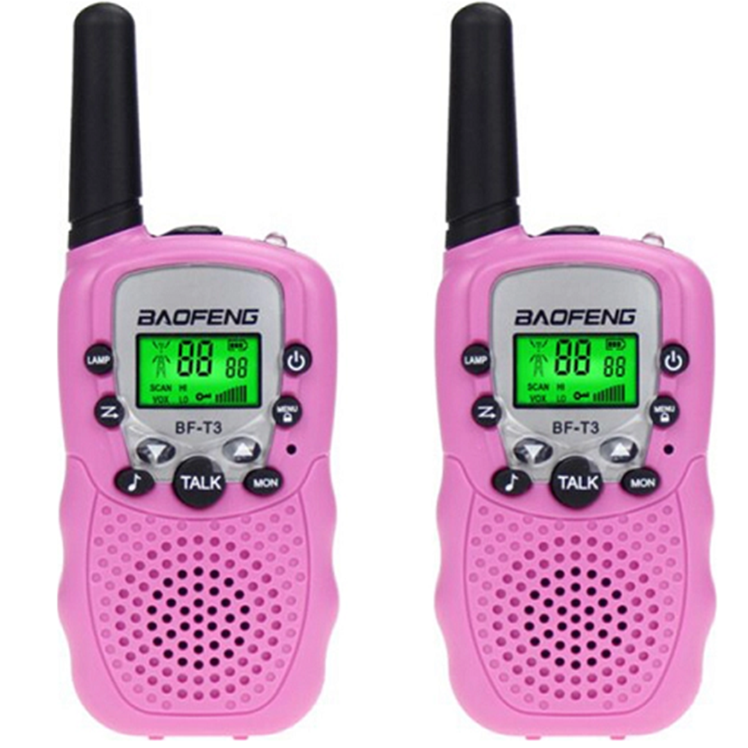 Σετ 2τμχ παιδικών walkie talkie με μονόχρωμη οθόνη BAOFENG BF-T3 ροζ