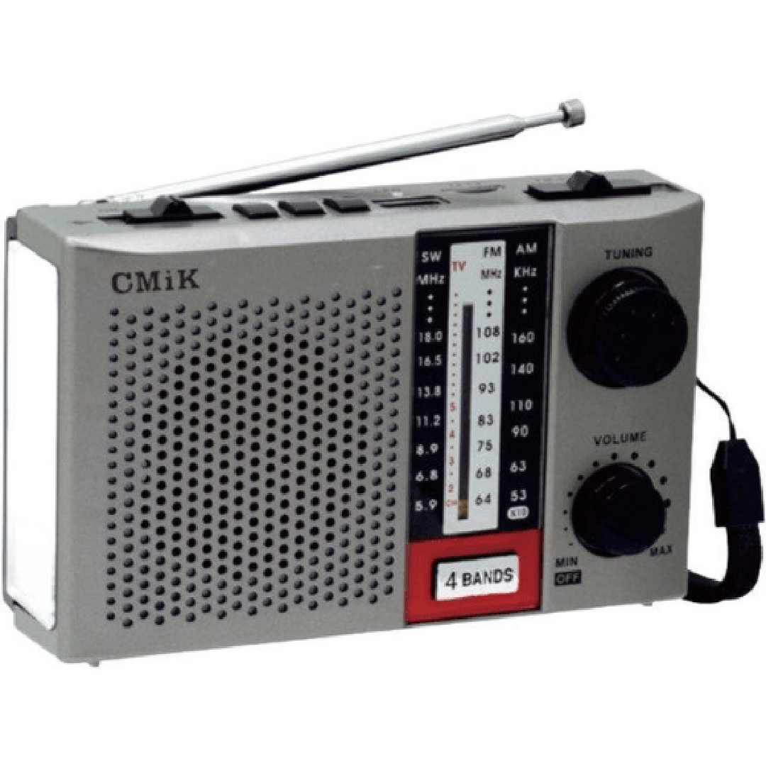 Φορητό αναλογικό ρετρό ραδιόφωνο AM/FM/micro-sd/TF/ MP3 επαναφορτιζόμενο CMiK MK-938 ασημί