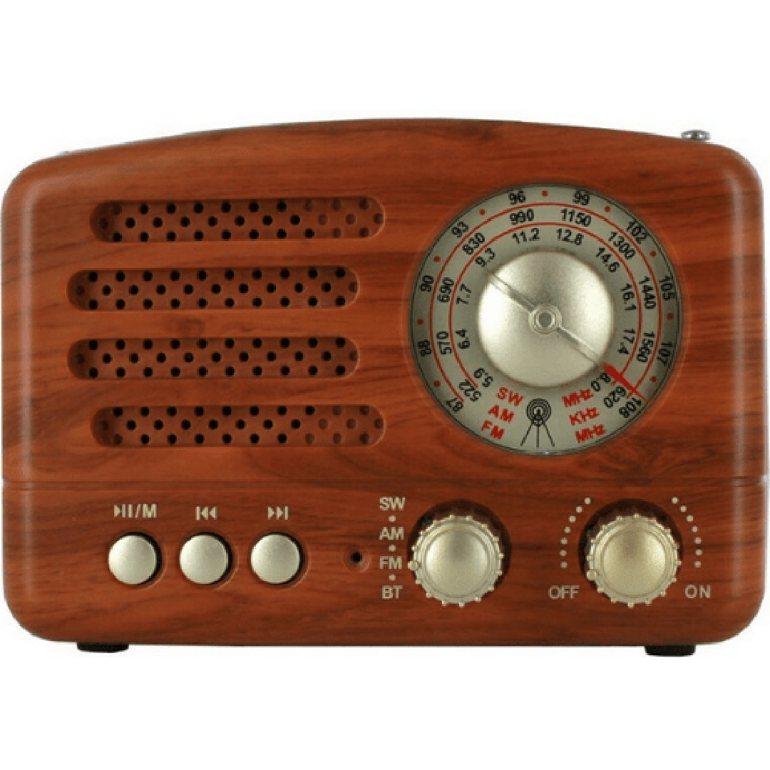 Ρετρό επιτραπέζιο ραδιόφωνο επαναφορτιζόμενο με bluetooth και USB CMiK MK-615BT σε καφέ χρώμα