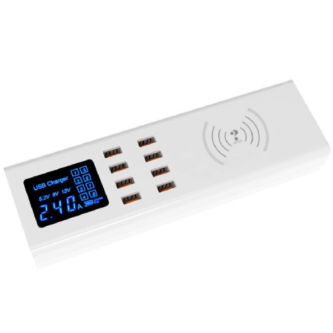 YC βάση φόρτισης με 8 θύρες USB-A και ασύρματη φόρτιση σε λευκό χρώμα CD-A23W
