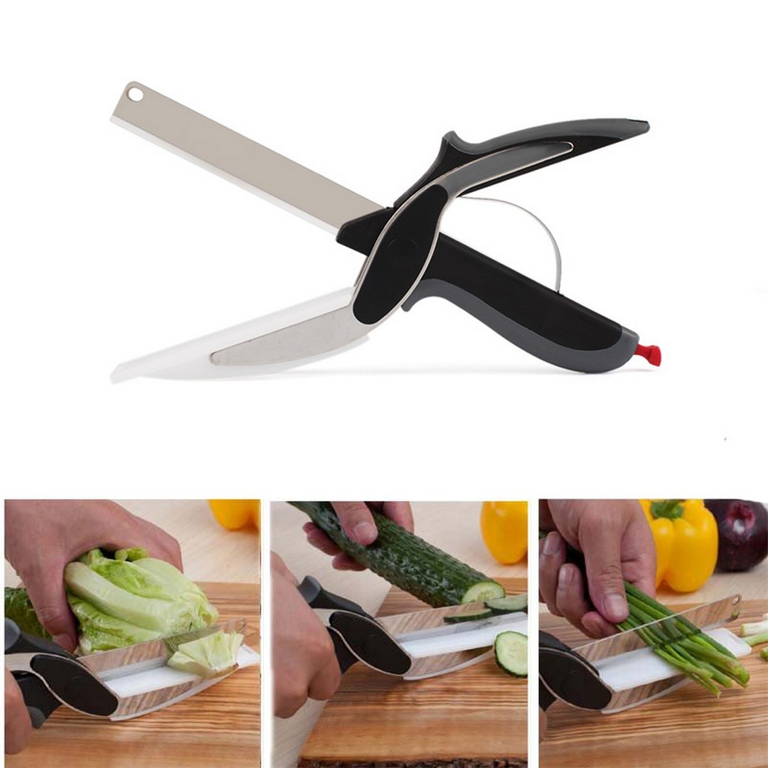 Έξυπνο μαχαίρι κουζίνας με βάση κοπής 2 σε 1 - 1+1 Δώρο