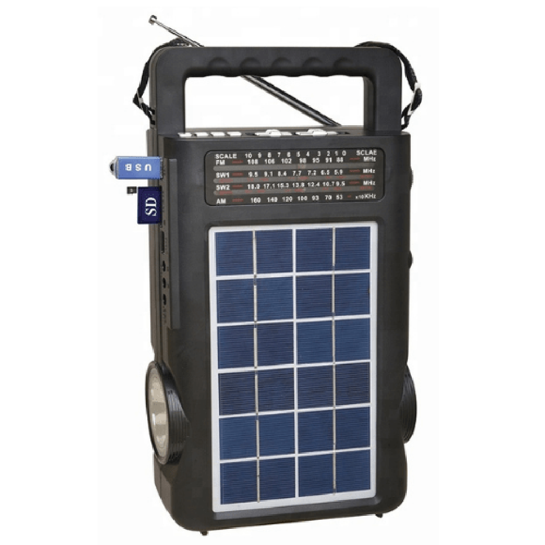 Επαναφορτιζόμενη ηλιακή συσκευή με ραδιόφωνο AM/FM/SW, αναπαραγωγή μουσικής, λάμπα  ενσωματωμένο ηχείο με USB/SD/TF Fepe FP-1771ULS-BT