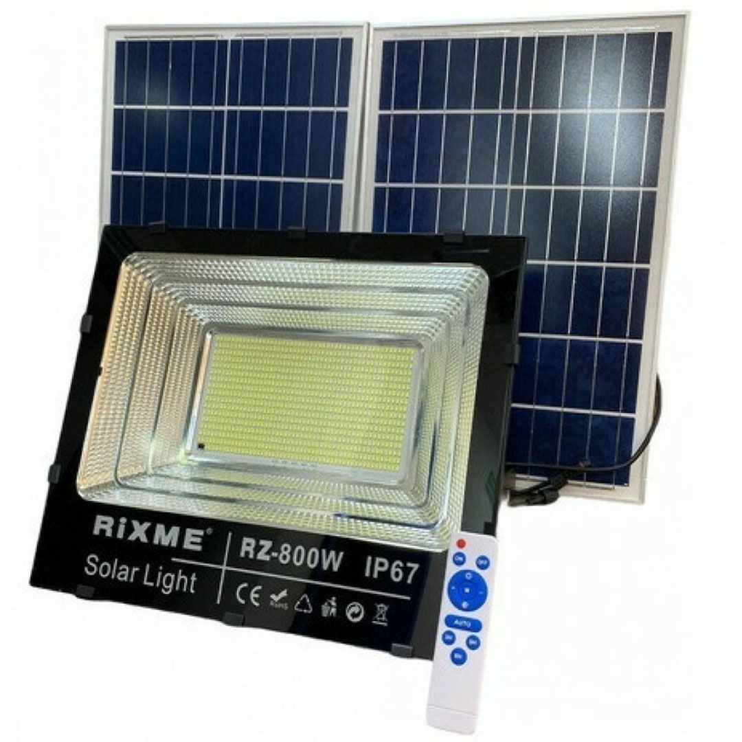 Στεγανός ηλιακός προβολέας IP67 ισχύος 800W με αισθητήρα κίνησης και τηλεχειριστήριο RZ-800W μαύρο