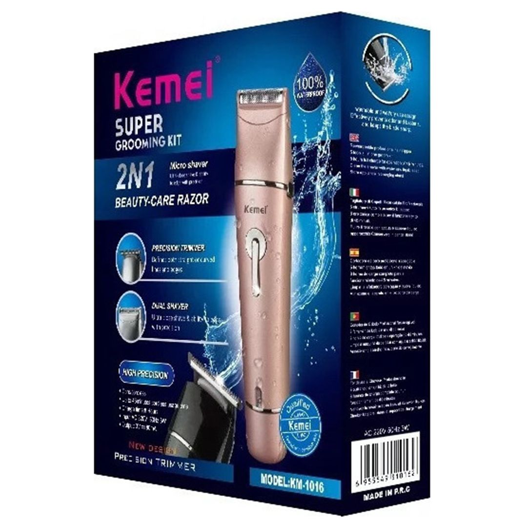 Επαναφορτιζόμενη κουρευτική μηχανή Kemei KM-1016 ροζ