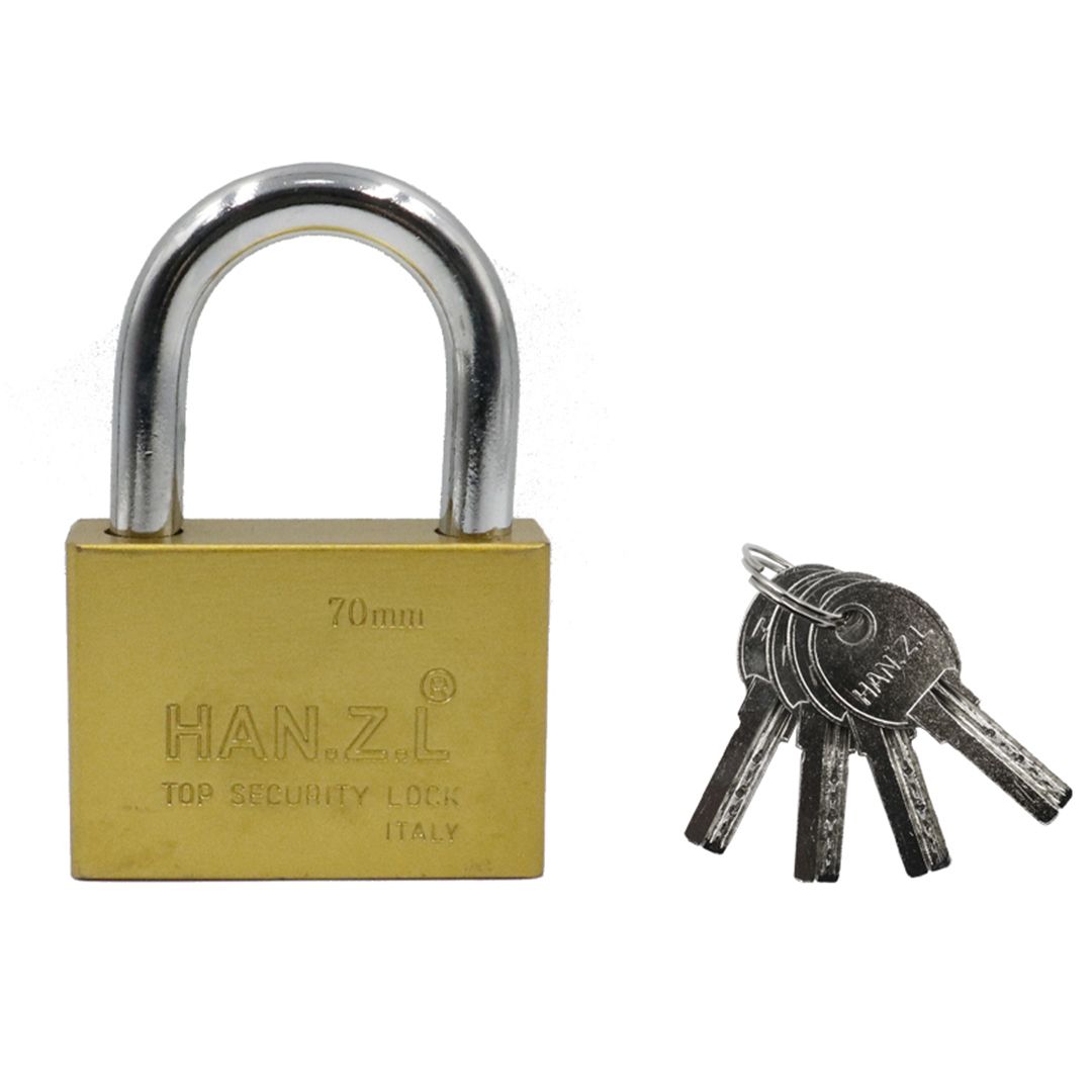 Λουκέτο 70mm πέταλο με 3 κλειδιά ασφαλείας HAN.Z.L XS-70YQS1 χρυσό