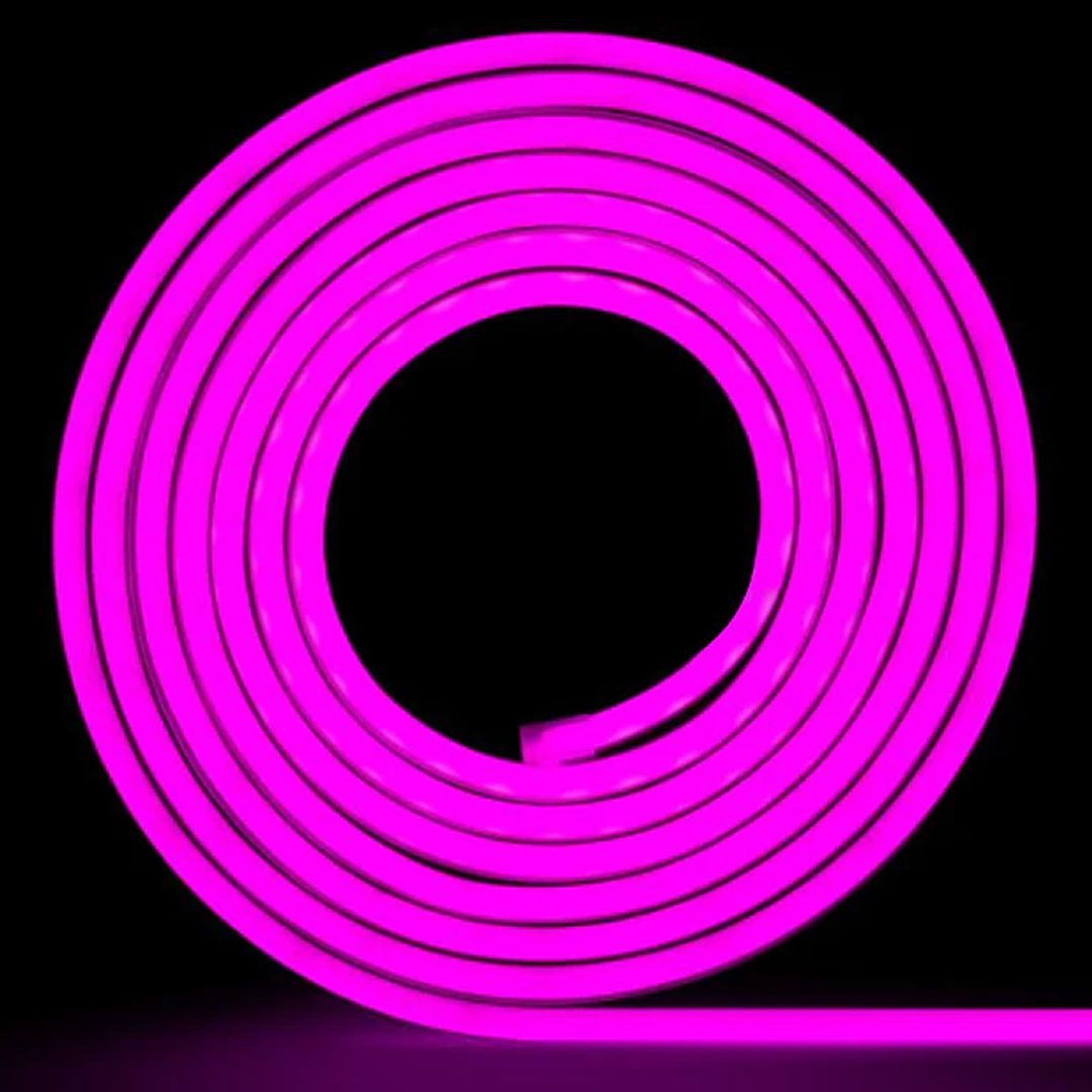 Neon Αδιάβροχη Ταινία LED Τροφοδοσίας 12V με Ροζ Φως Μήκους 5m με Τροφοδοτικό 101432