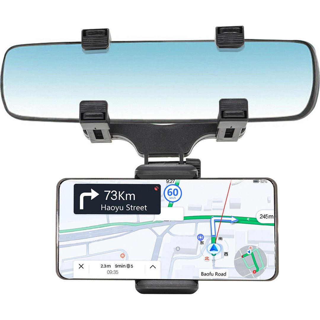 Βάση Κινητού Αυτοκινήτου Universal Rear View Mirror Mount με Ρυθμιζόμενα Άγκιστρα