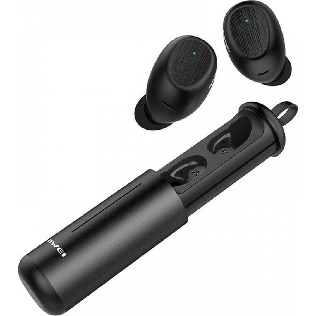 Awei T55 In-ear Bluetooth Handsfree Ακουστικά με Θήκη Φόρτισης Μαύρα