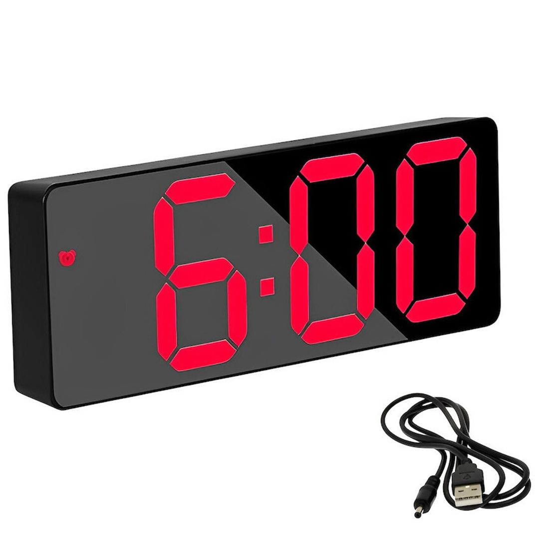 Επιτραπέζιο Ψηφιακό Ρολόι - Ξυπνητήρι Καθρέφτης Μαύρο - Κόκκινο DS-3699L
