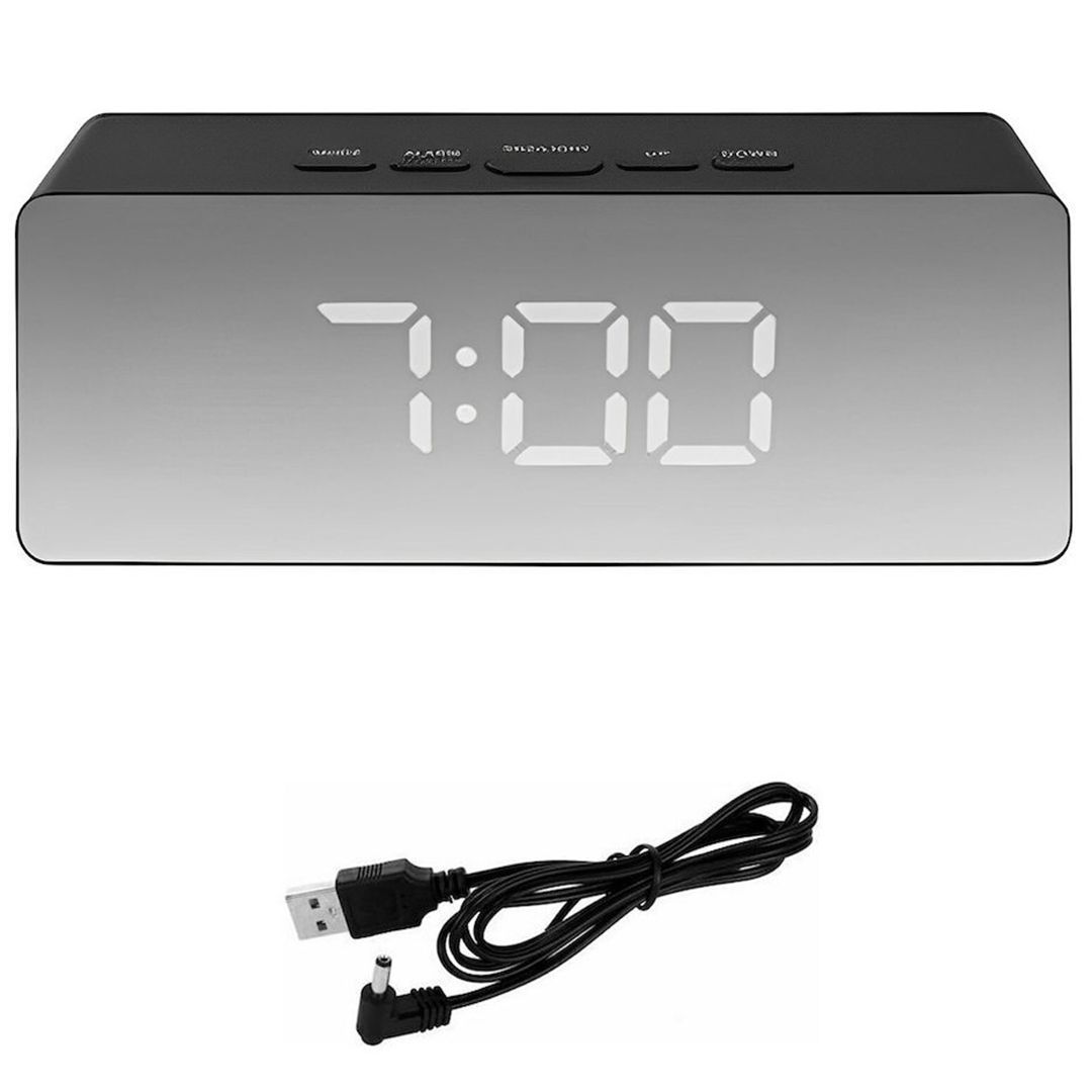 Επιτραπέζιο Ψηφιακό Ρολόι - Ξυπνητήρι Καθρέφτης Μαύρο - Λευκό DS-3698-Max