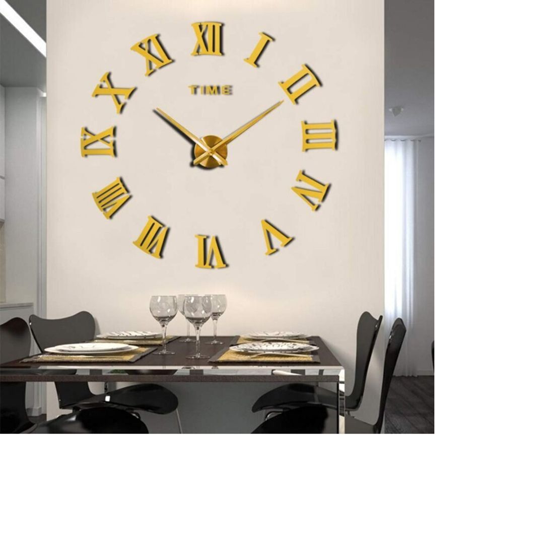 Ρολόι Τοίχου Αυτοκόλλητο 3D DIY 40-50cm ZH01920 Χρυσό