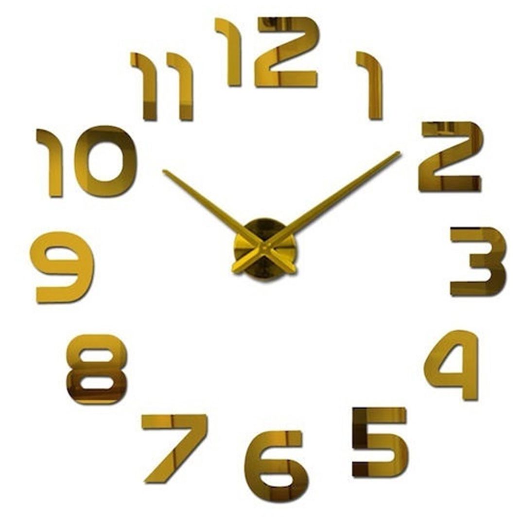 Ρολόι Τοίχου Αυτοκόλλητο 3D DIY 50-120cm ZH002 Χρυσό
