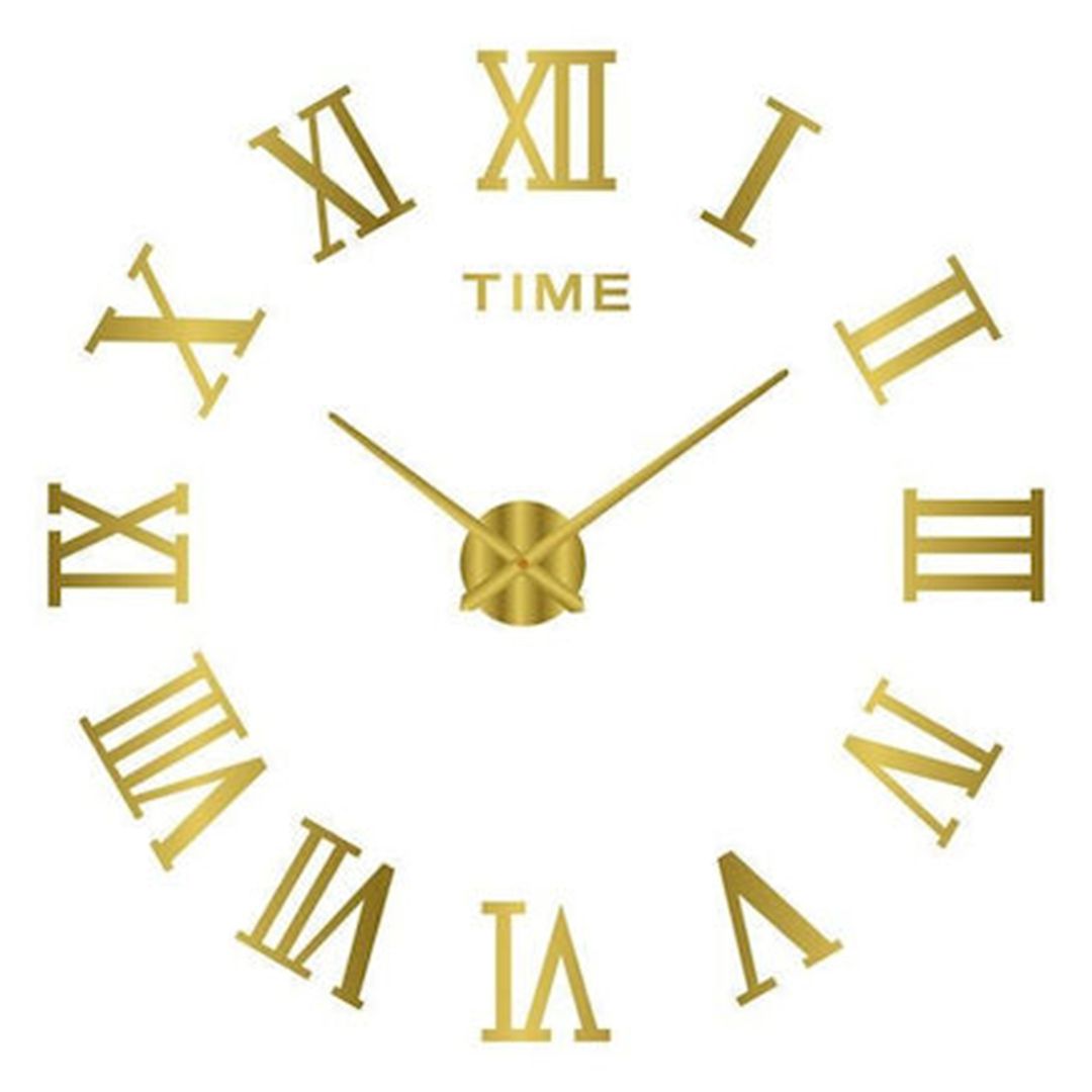 Ρολόι Τοίχου Αυτοκόλλητο 3D DIY 50-120cm ZH019 Χρυσό
