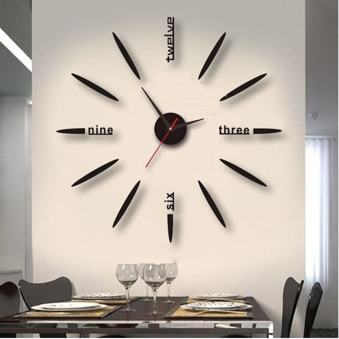 Ρολόι Τοίχου Αυτοκόλλητο 3D DIY 60-120cm ZH01210 Ασημί