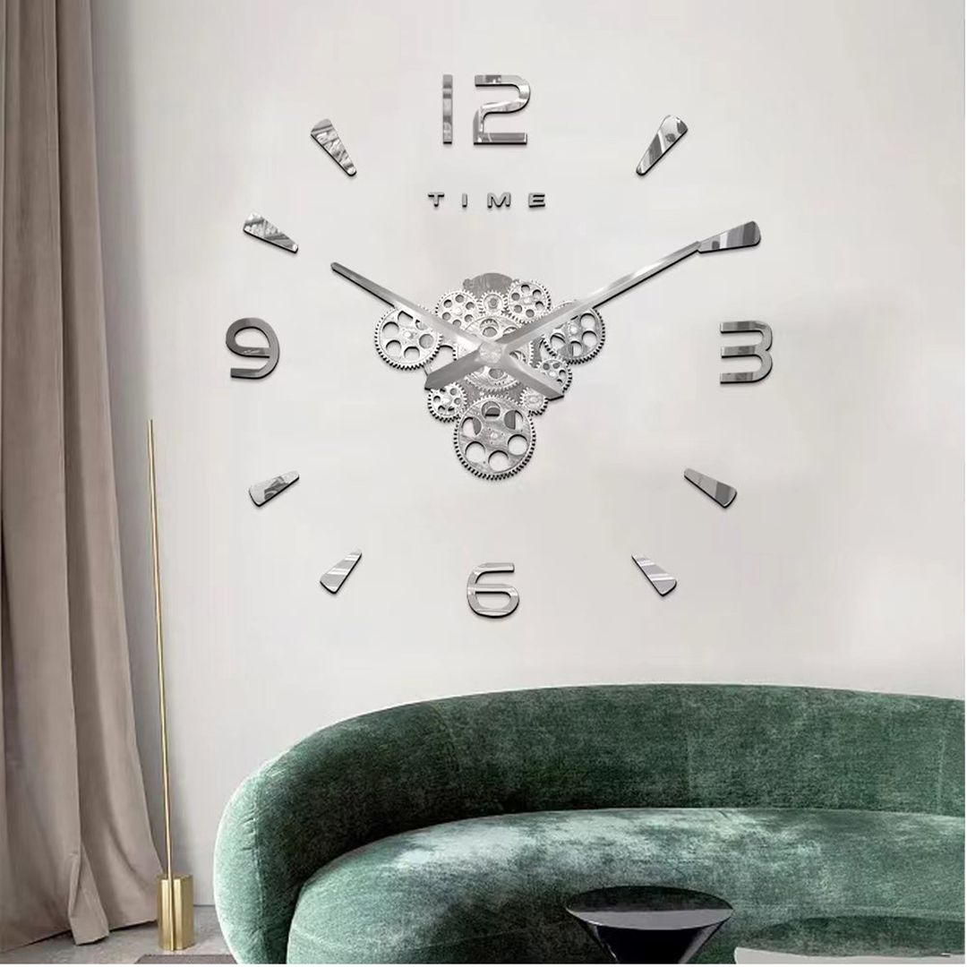 Ρολόι Τοίχου Αυτοκόλλητο 3D DIY 60-120cm ZH03410 Γκρι
