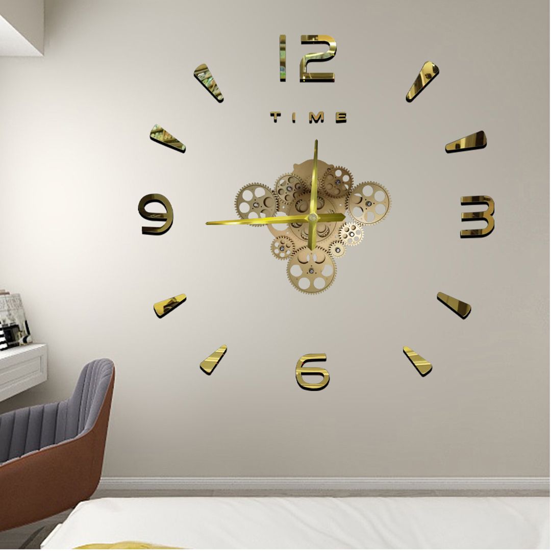Ρολόι Τοίχου Αυτοκόλλητο 3D DIY 60-120cm ZH03410 Χρυσό