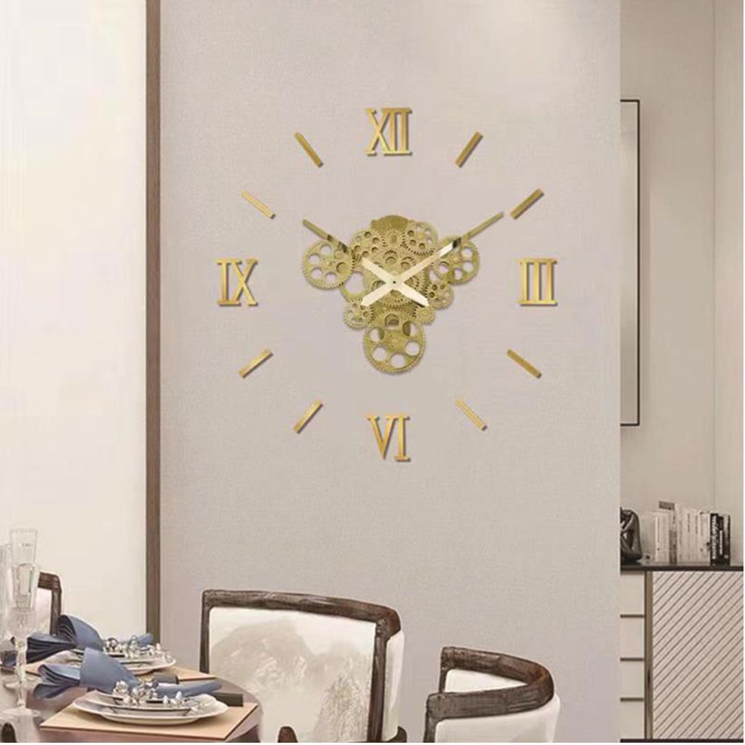 Ρολόι Τοίχου Αυτοκόλλητο 3D DIY 60-120cm ZH173710 Χρυσό