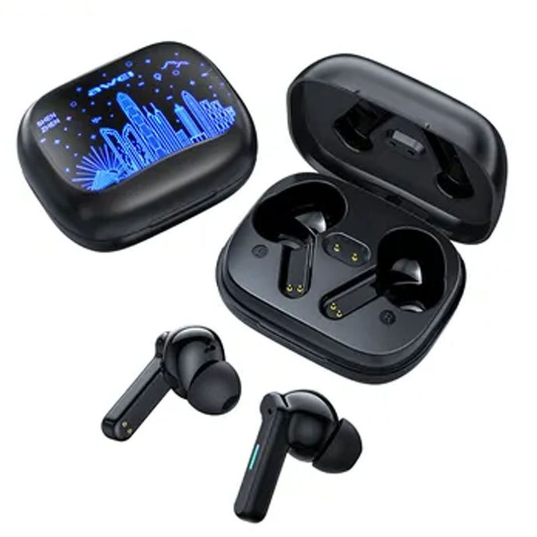 Awei T53 In-ear Bluetooth Handsfree Ακουστικά με Θήκη Φόρτισης Μαύρα