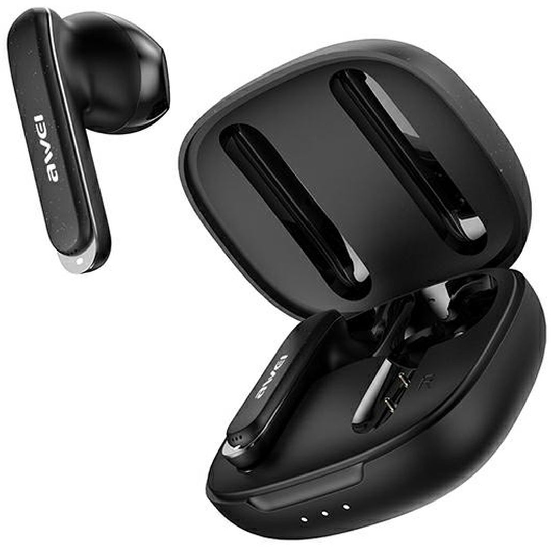 Awei T66 In-ear Bluetooth Handsfree Ακουστικά με Αντοχή στον Ιδρώτα και Θήκη Φόρτισης Μαύρα