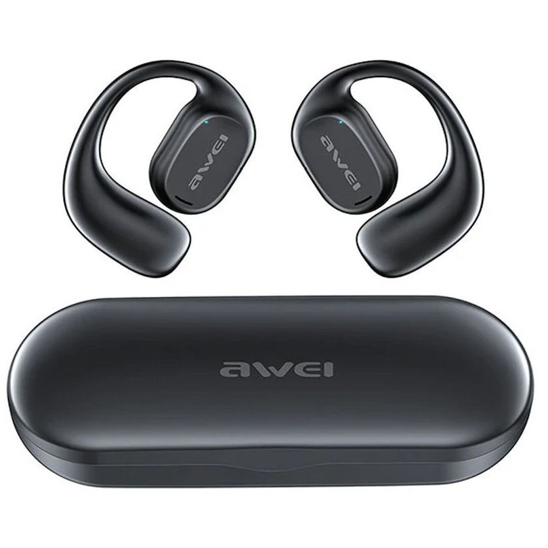Awei T69 Air Conduction Bluetooth Handsfree Ακουστικά με Θήκη Φόρτισης Μαύρα