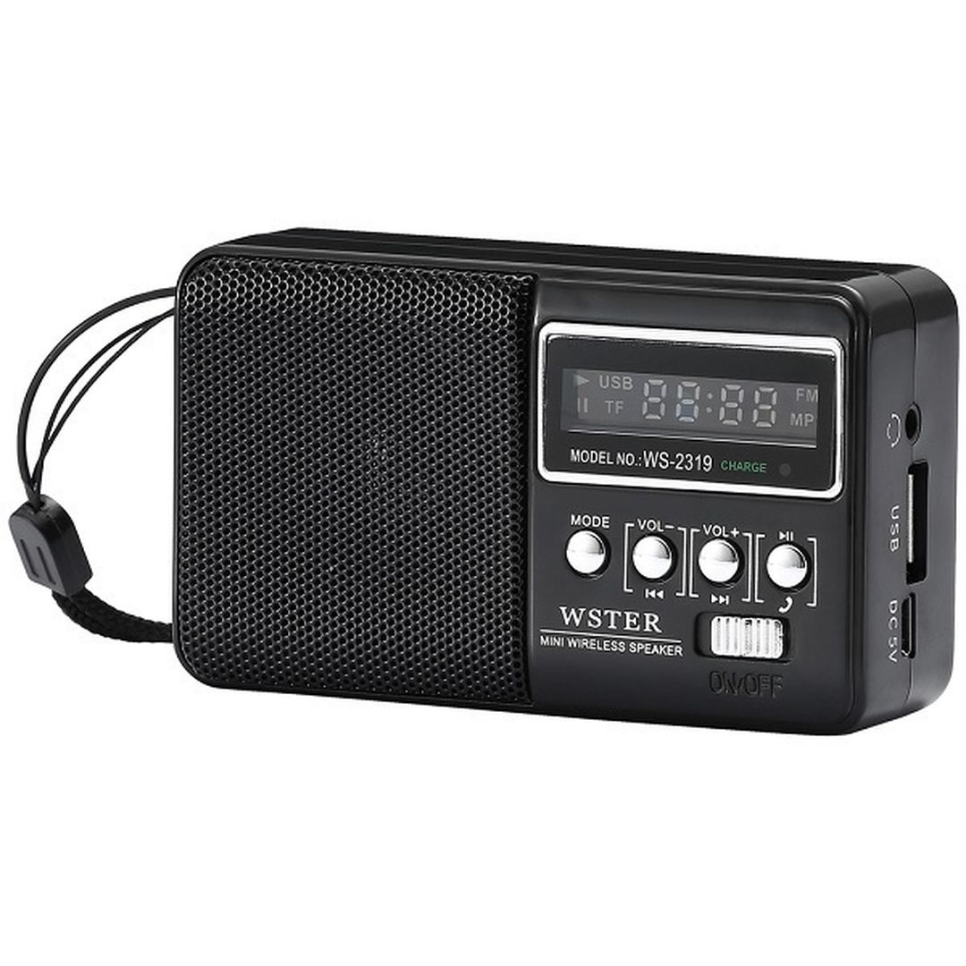 WSTER WS-2319 Φορητό Ραδιόφωνο Επαναφορτιζόμενο με Bluetooth και USB Μαύρο