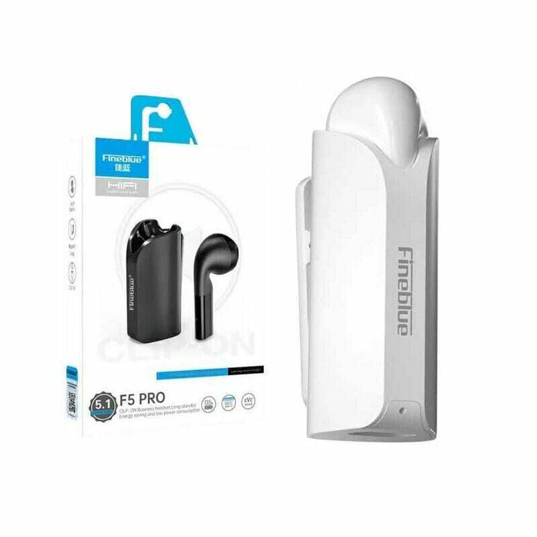Fineblue F5 Pro Earbud Bluetooth Handsfree Ακουστικό με Θήκη Φόρτισης Λευκό