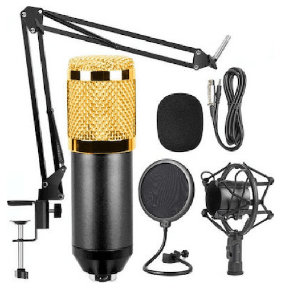 Πυκνωτικό μικρόφωνο XLR Mic Kit τοποθέτηση Shock Mounted/Clip On φωνής BM-800 σε μαύρο χρώμα