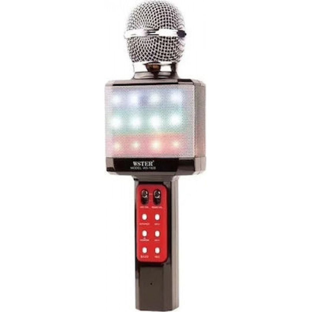 WSTER Ασύρματο Μικρόφωνο Karaoke WS-1828 σε Μαύρο Χρώμα