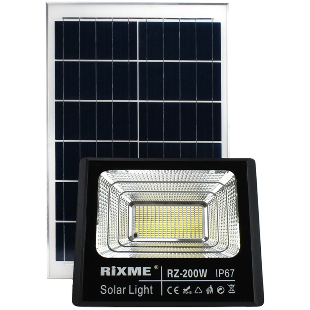 Ηλιακός Προβολέας 253LED 200W Λευκού Φωτισμού IP67 RiXME RZ-JBP200W Μαύρο
