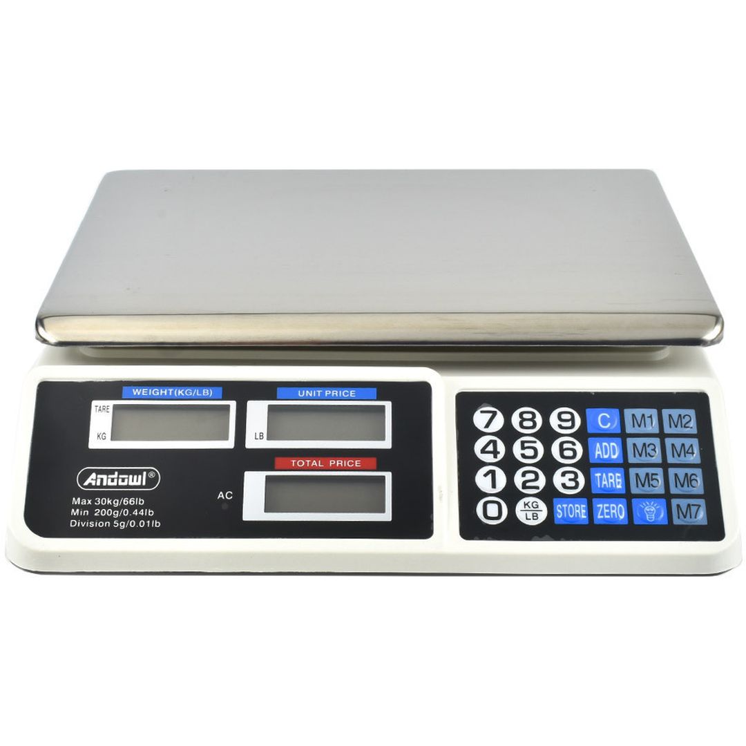 Andowl Ηλεκτρονική Επαγγελματική Ζυγαριά Ακριβείας ACS-809 με Ικανότητα Ζύγισης 30kg και Υποδιαίρεση 200gr