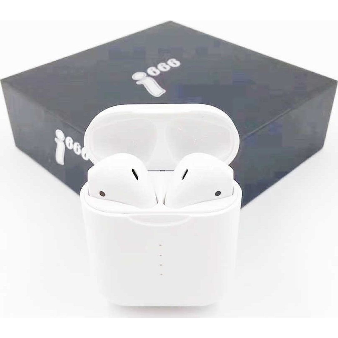 i666 Earbud Bluetooth Handsfree Ακουστικά με Θήκη Φόρτισης Λευκά