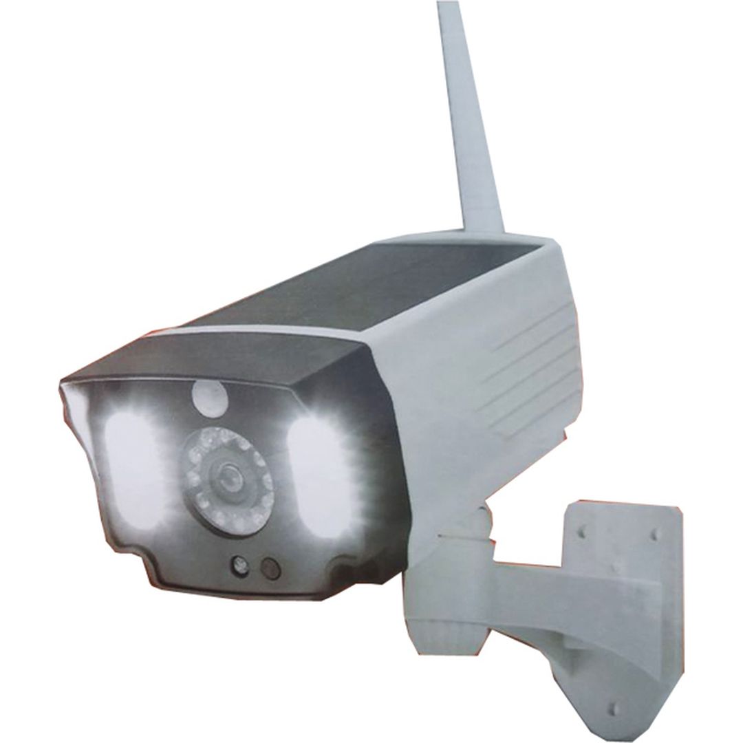Ψεύτικη Κάμερα Παρακολούθησης Τύπου Bullet Ηλιακή με LED Φωτισμό Λευκή 10W με Αισθητήρα PS-101739