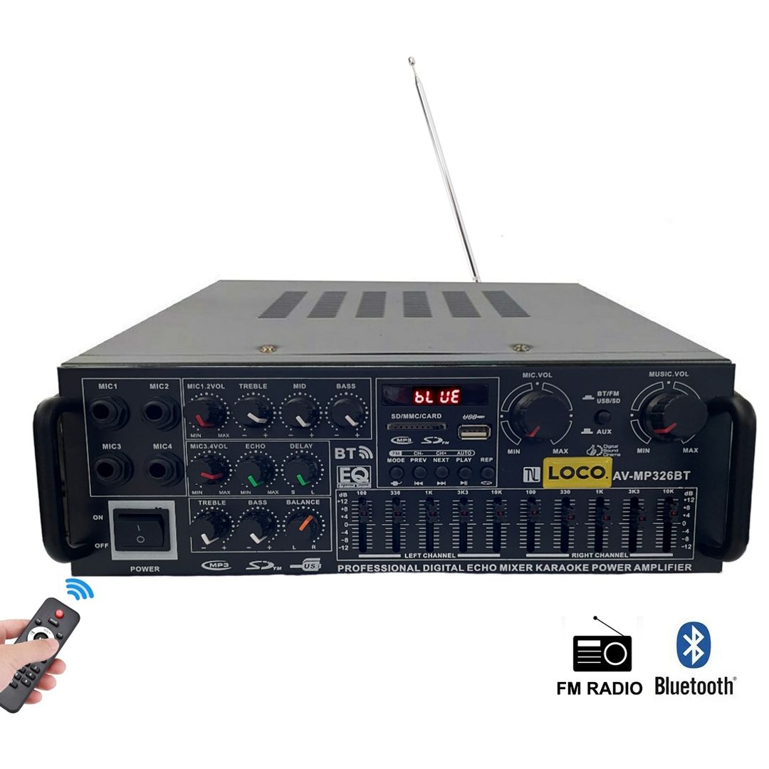 Ενισχυτής με λειτουργία Karaoke AV-MP326BT σε Μαύρο Χρώμα