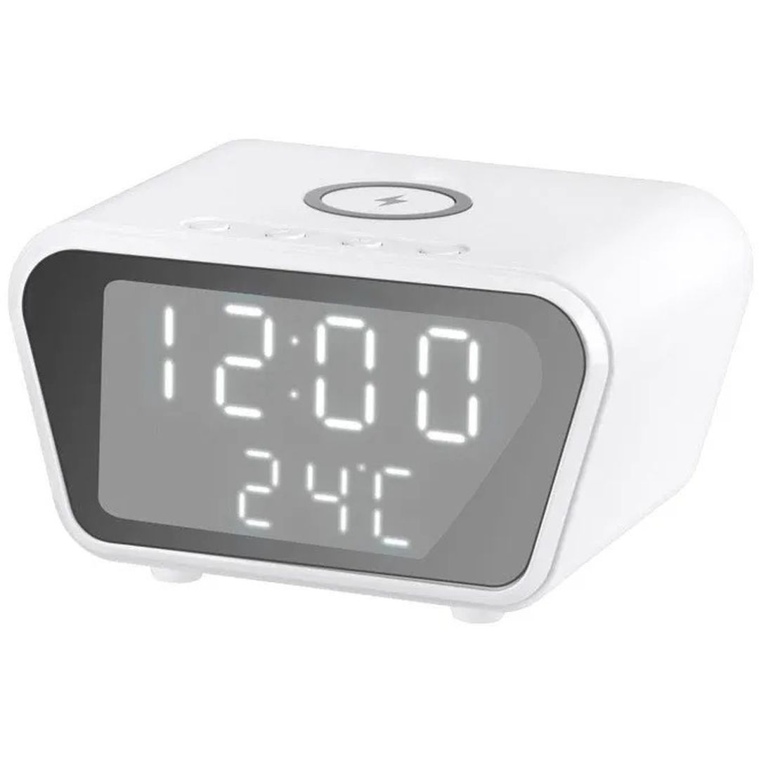 Ψηφιακό LED επιτραπέζιο ρολόι-ξυπνητήρι με ασύρματη φόρτιση AY-21 Λευκό