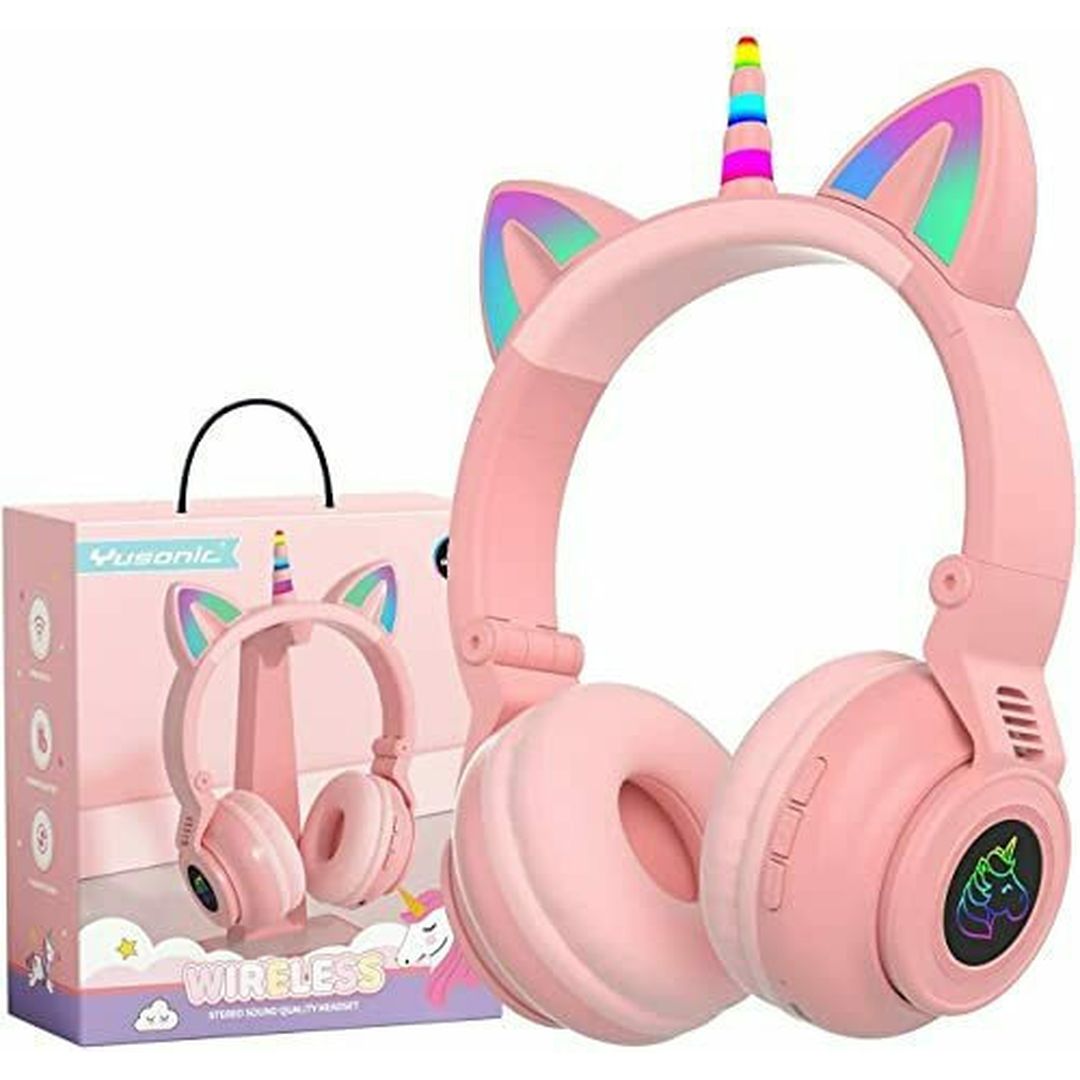 Unicorn STN-27 Ασύρματα Bluetooth Over Ear Ακουστικά με 7 ώρες Λειτουργίας Ροζ