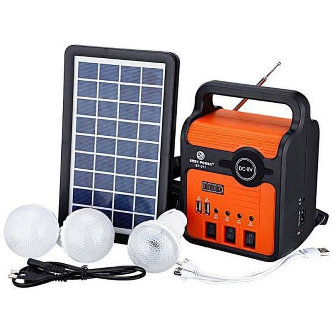 Ηλιακό Σύστημα Φωτισμού με Ραδιόφωνο - Bluetooth - Πάνελ - Power Bank EP-371BT