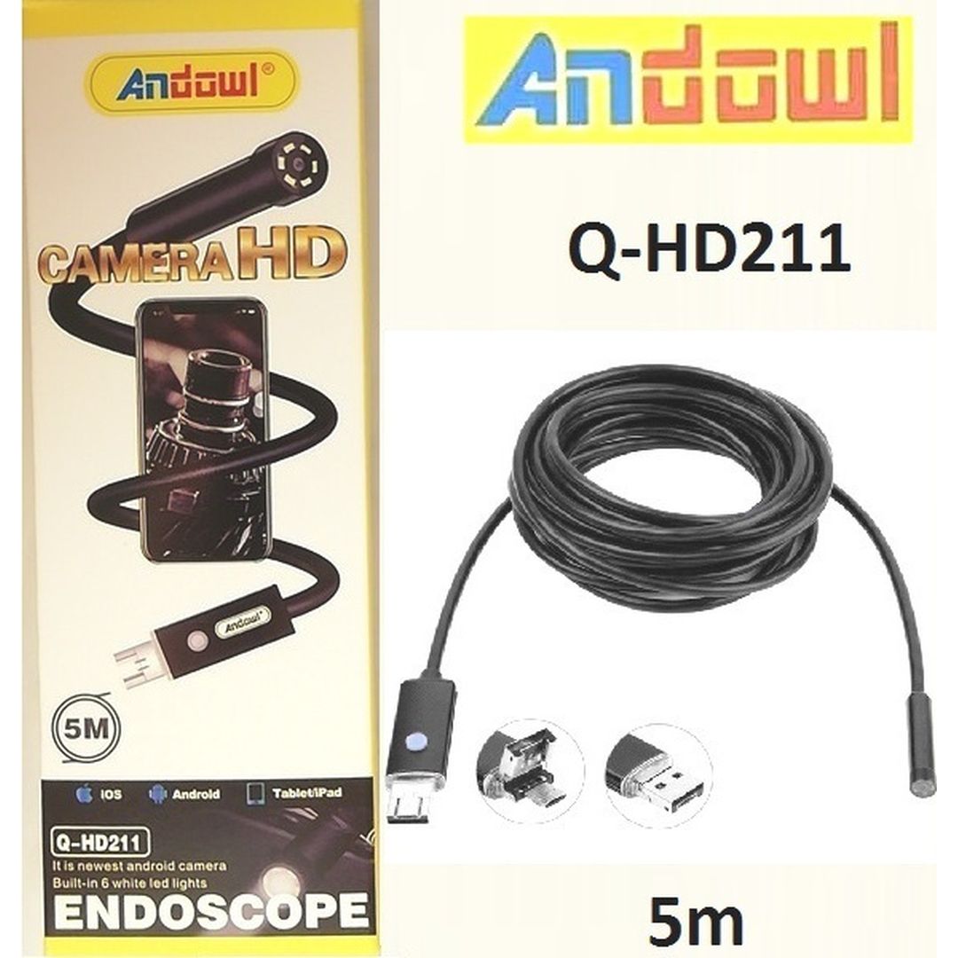 Andowl Q-HD211 Ενδοσκοπική Κάμερα με Ανάλυση 1280x720 pixels και Καλώδιο 5m