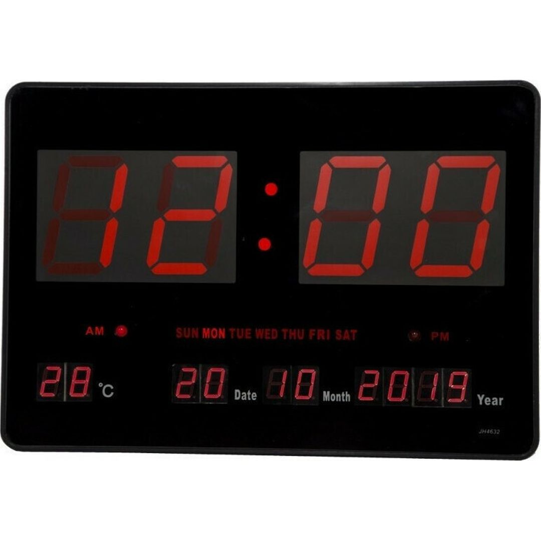 Ρολόι Τοίχου Ψηφιακό Πλαστικό Μαύρο 46x32cm JH-4632