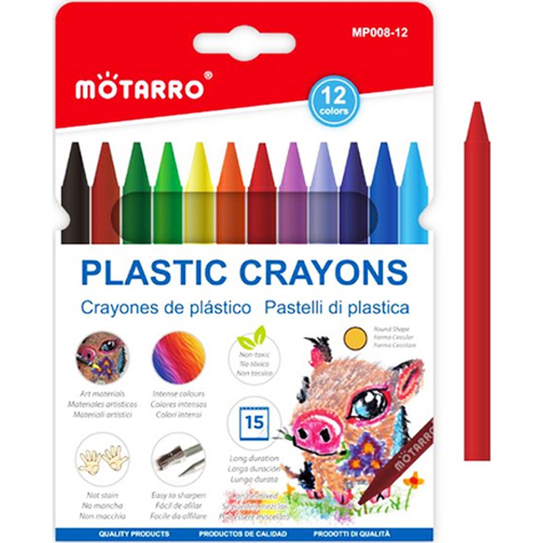 Motarro Plastic Crayons Σετ Κηρομπογιές 8x120mm 12τμχ