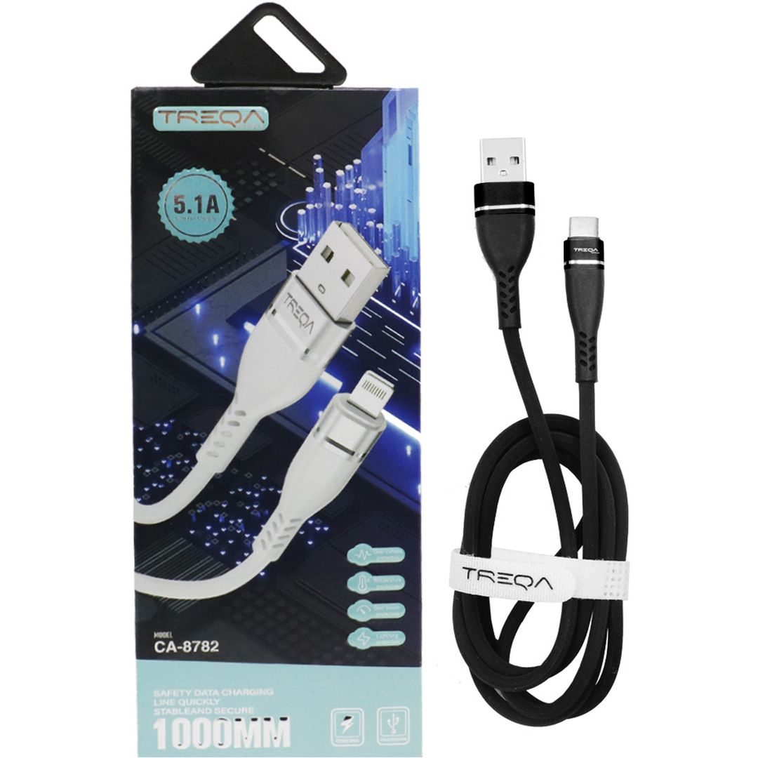 Treqa CA-8782 USB-A to Lightning Cable Μαύρο 1m