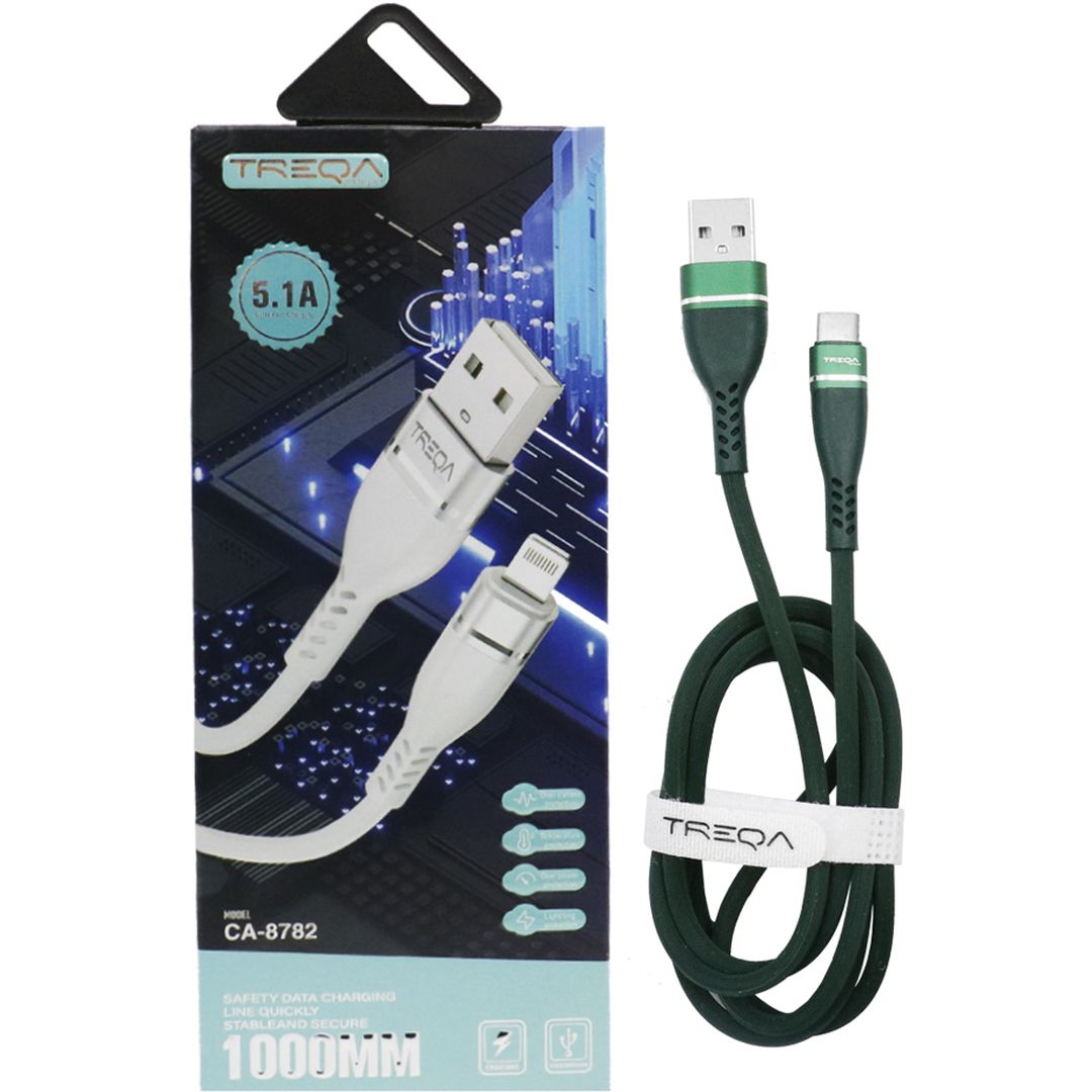 Treqa CA-8782 USB-A to Lightning Cable Πράσινο 1m