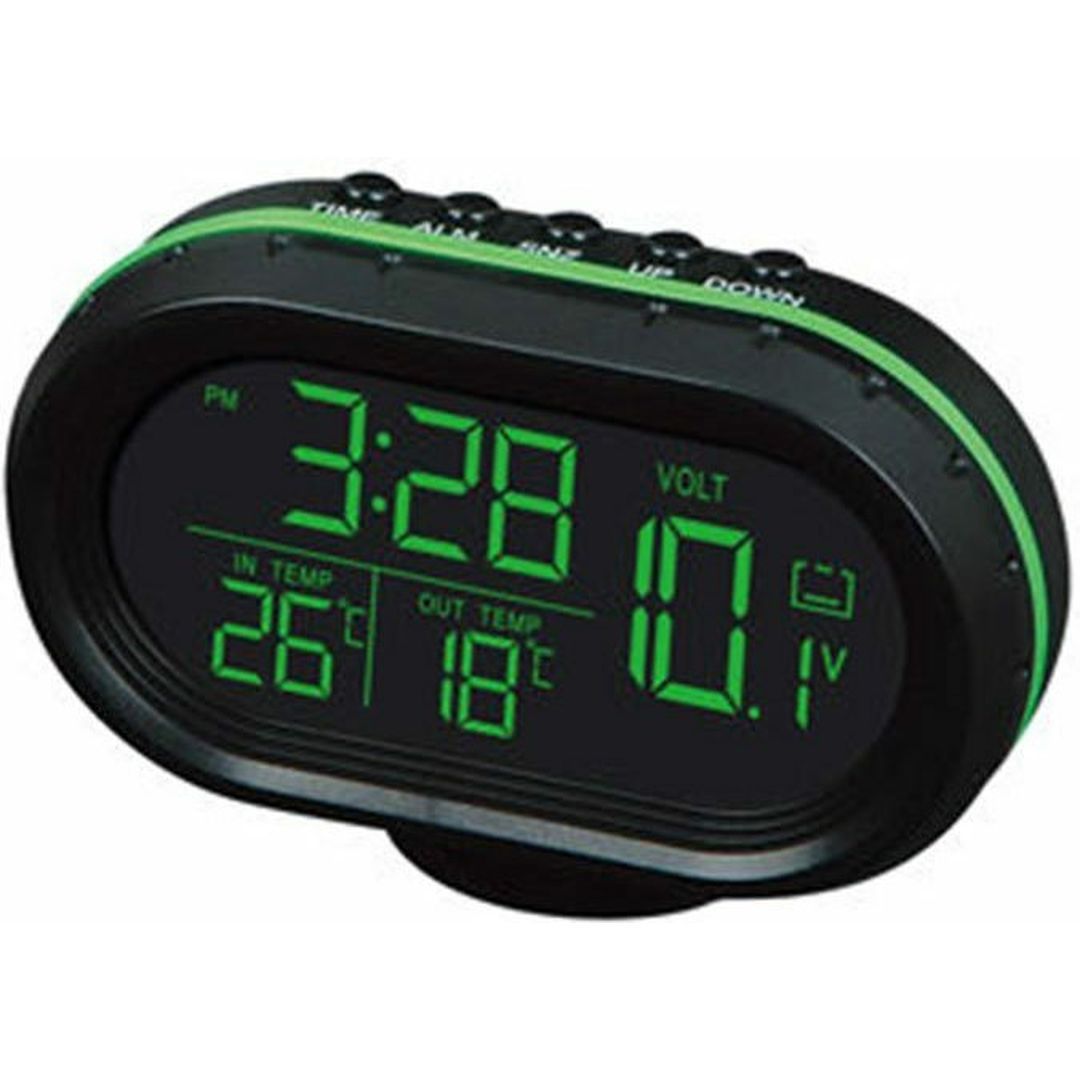 VST-7009V Ψηφιακό Βολτόμετρο / Θερμόμετρο / Ρολόι Αυτοκινήτου 9.2x6.5x2.5cm Μαύρο/Πράσινο
