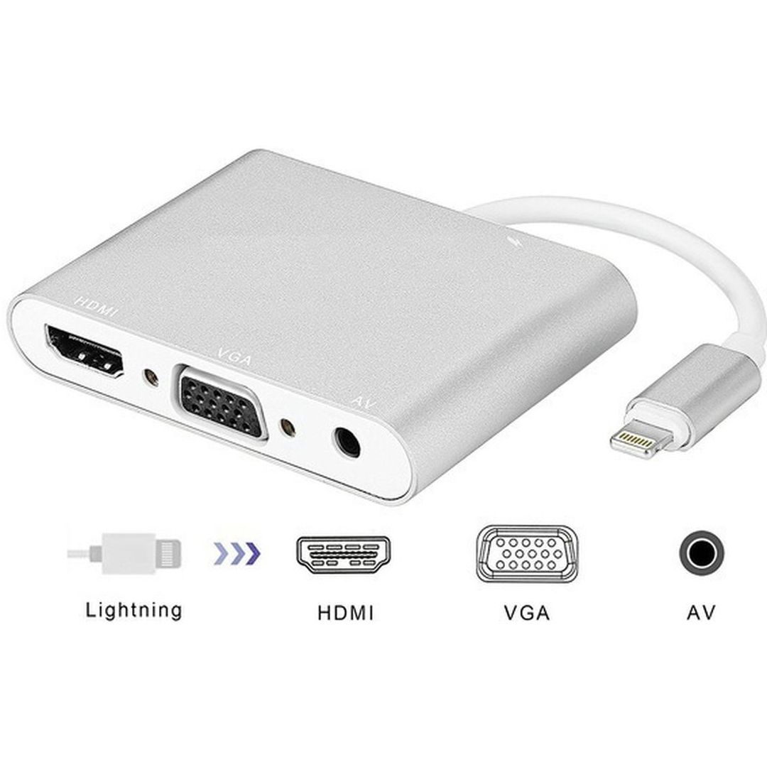 Andowl Q-HD410 Μετατροπέας Lightning male σε 3.5mm / HDMI / VGA female Λευκό
