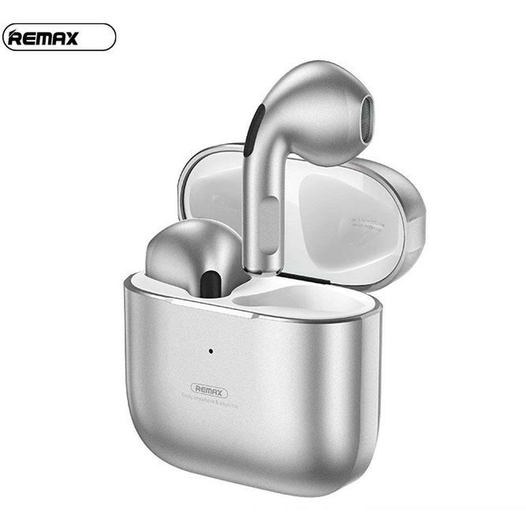 Remax TWS-10i Earbud Bluetooth Handsfree Ακουστικά με Αντοχή στον Ιδρώτα και Θήκη Φόρτισης Ασημί