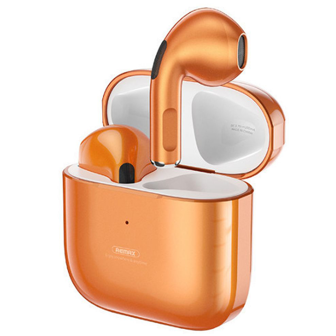 Remax TWS-10i Earbud Bluetooth Handsfree Ακουστικά με Αντοχή στον Ιδρώτα και Θήκη Φόρτισης Πορτοκαλί