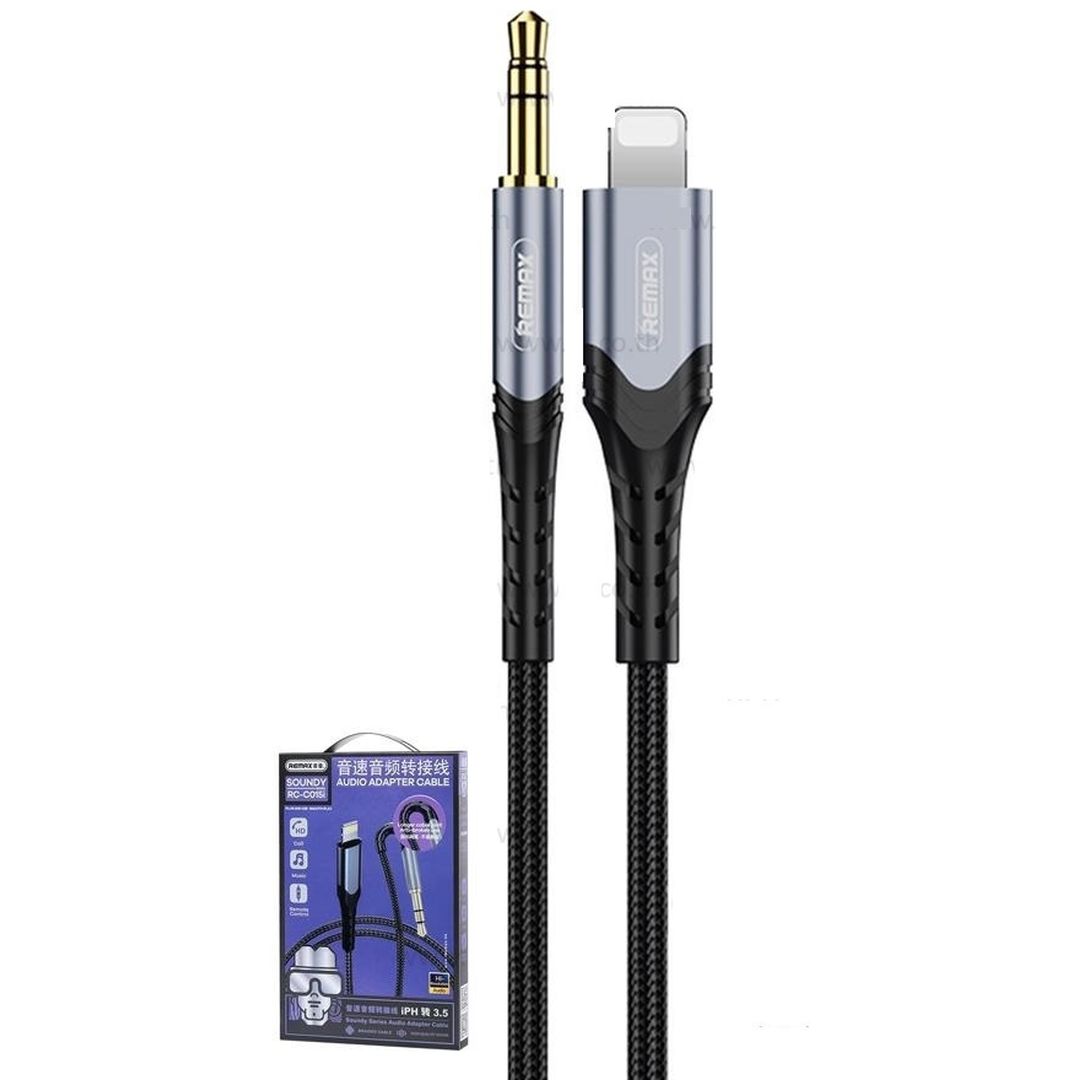 Remax RC-C015i Braided 3.5mm to Lightning Cable Μαύρο 1m (RC-C015i)